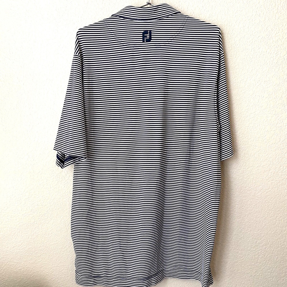 Footjoy Mens Short Sleeve Stripes Polo Golf Shirt Size Large Blue/white - Picture 2 of 6